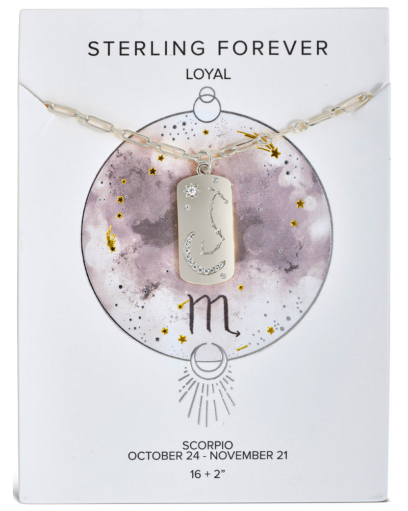 CZ Constellation Dog Tag Pendant Necklace