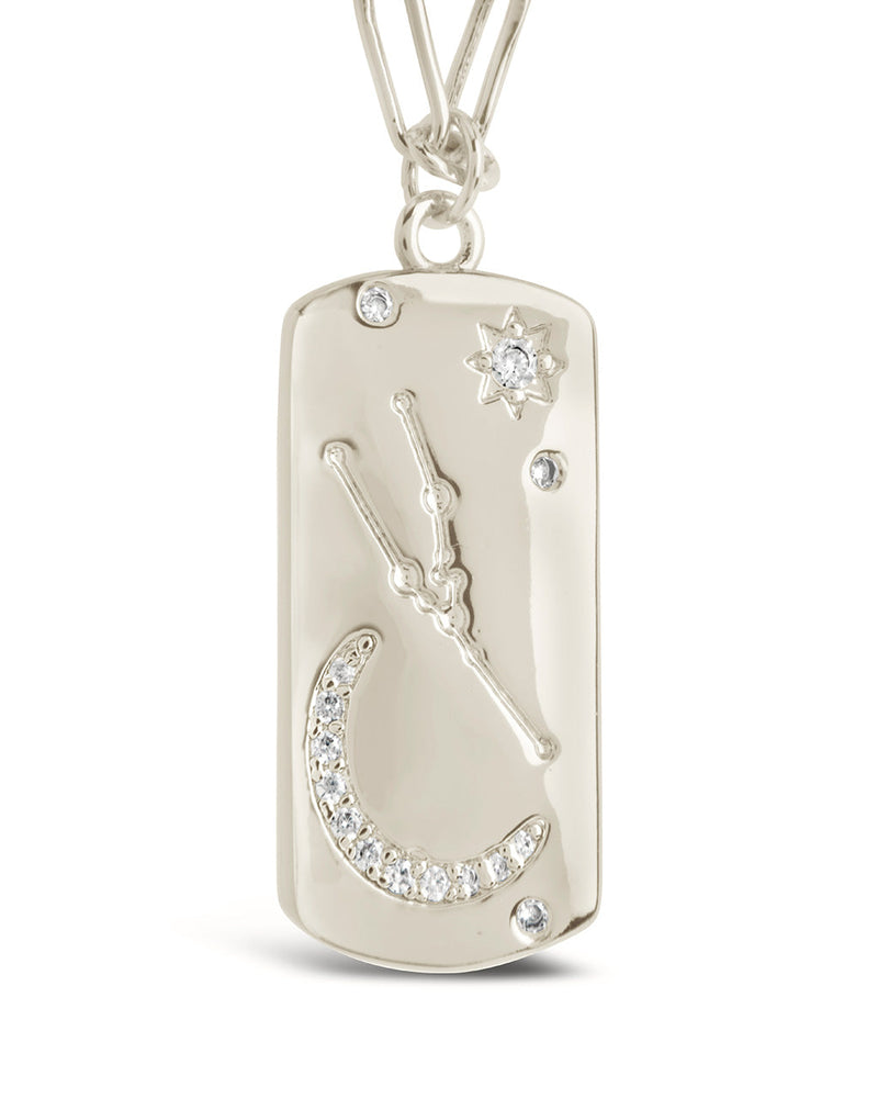 CZ Constellation Dog Tag Pendant Necklace