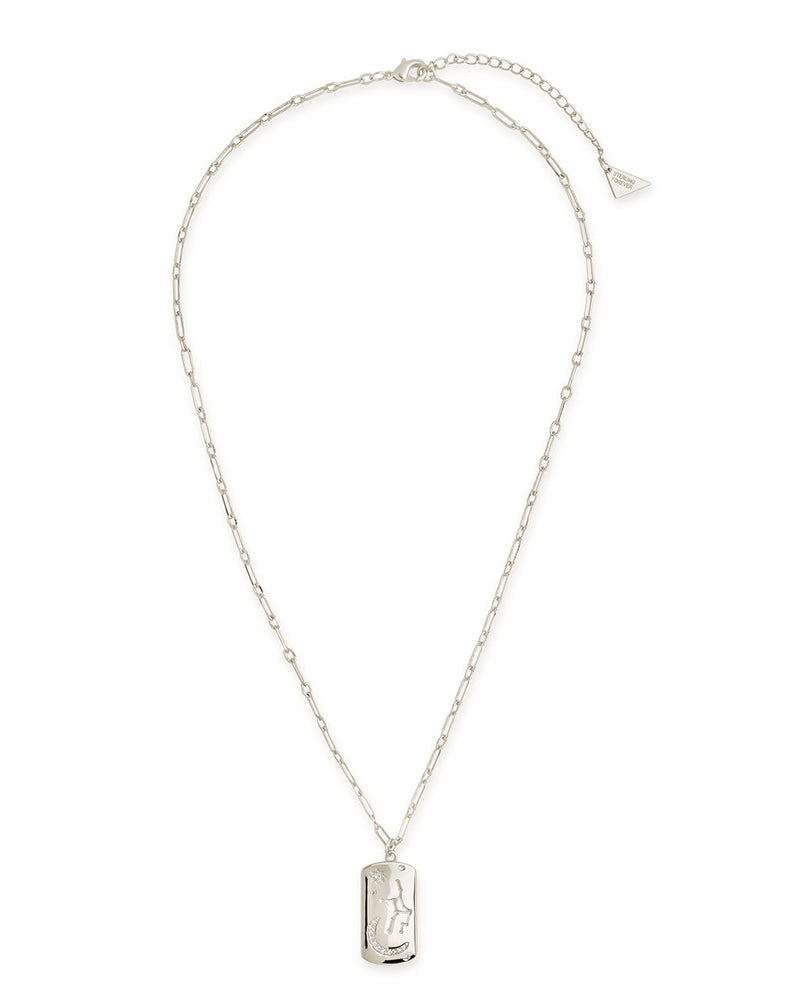 CZ Constellation Dog Tag Pendant Necklace