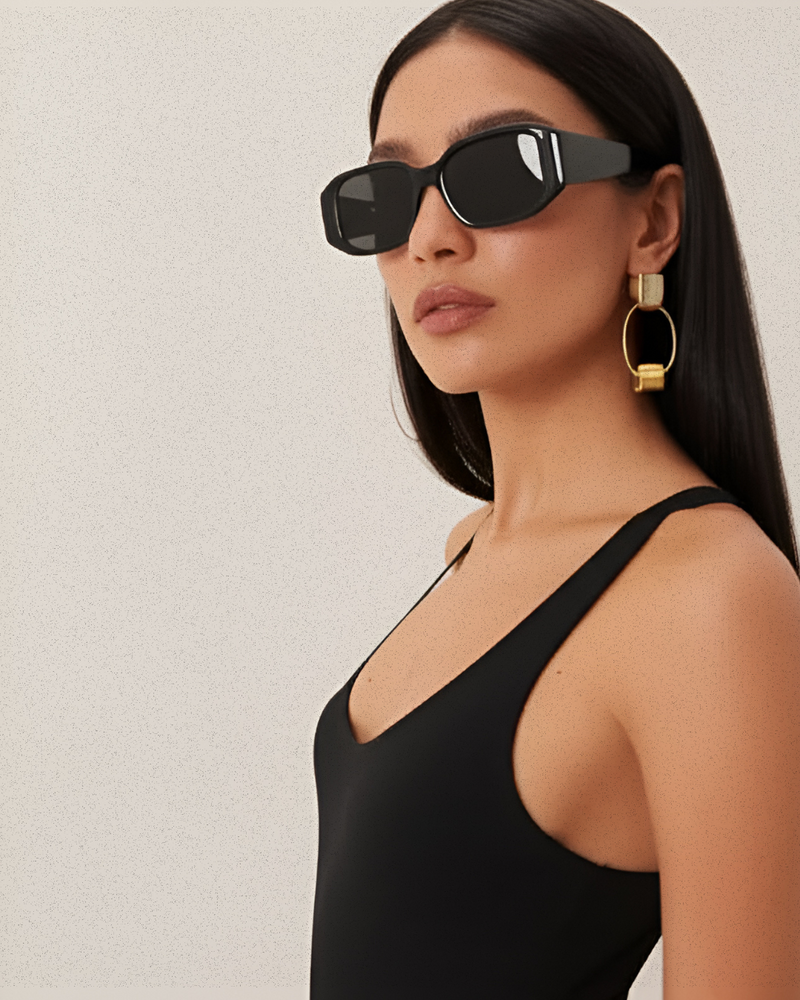 Caroline 51mm Rectangle Sunglasses | Black