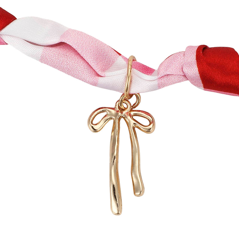 All-American Gingham Satin Scarf Charm Necklace