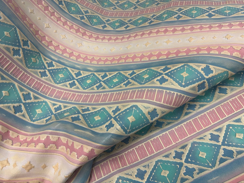 **Leather Oval Earring-Pastel Navajo 224v