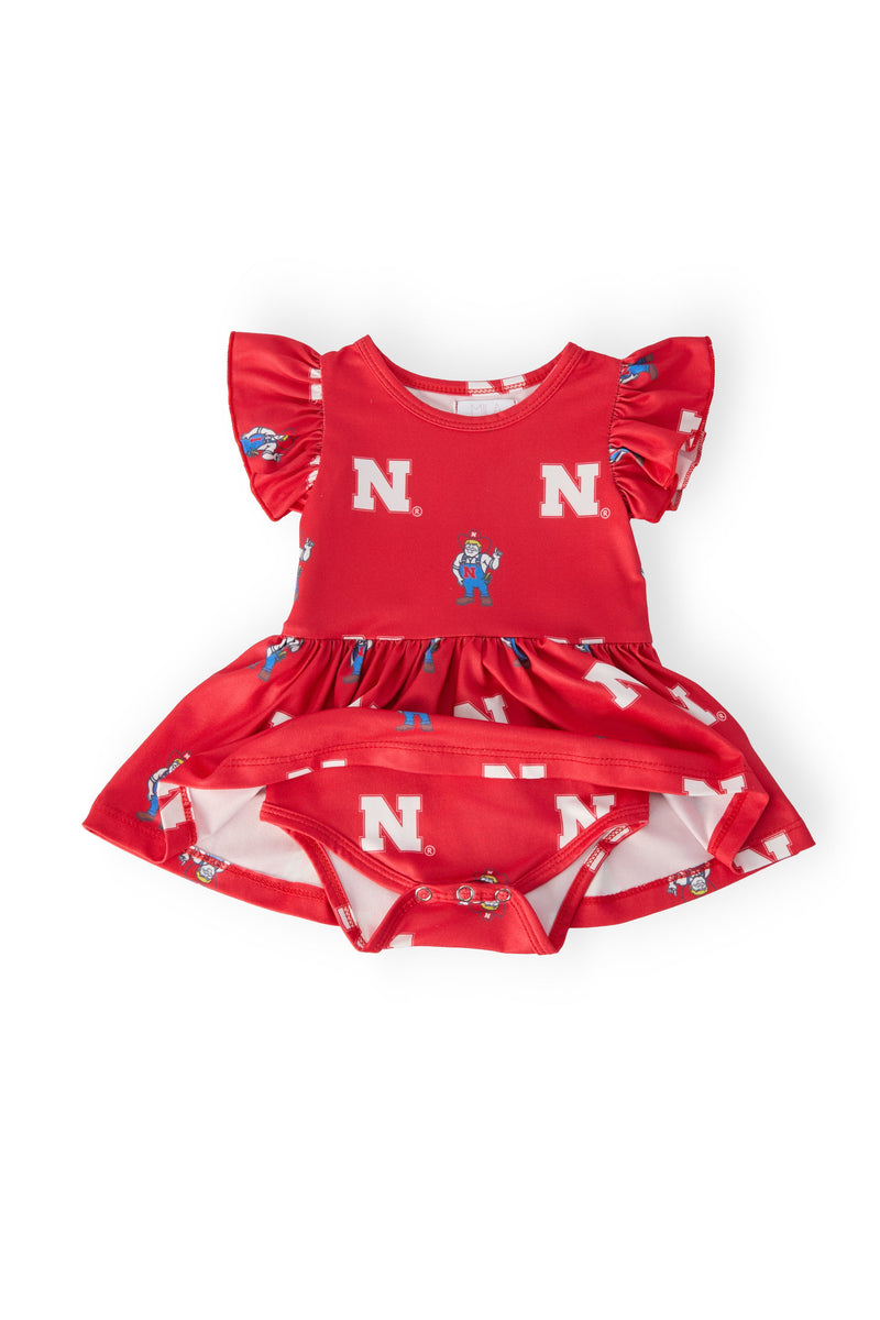 Nebraska Red Herbie Husker S/S Flutter Twirl Bodysuit