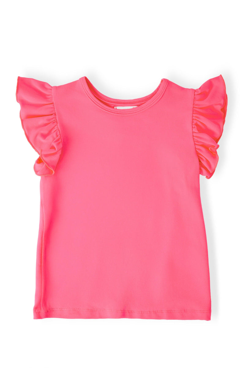 Neon Pink S/S Ruffle Tee