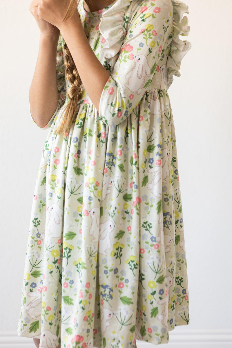 No Bunny Like You 3/4 Sleeve Ruffle Twirl Dress