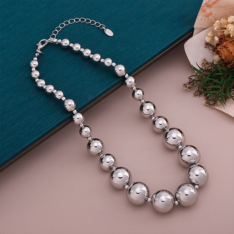 CCB Round Ball Bead Chain Punk Choker Necklace for Women
