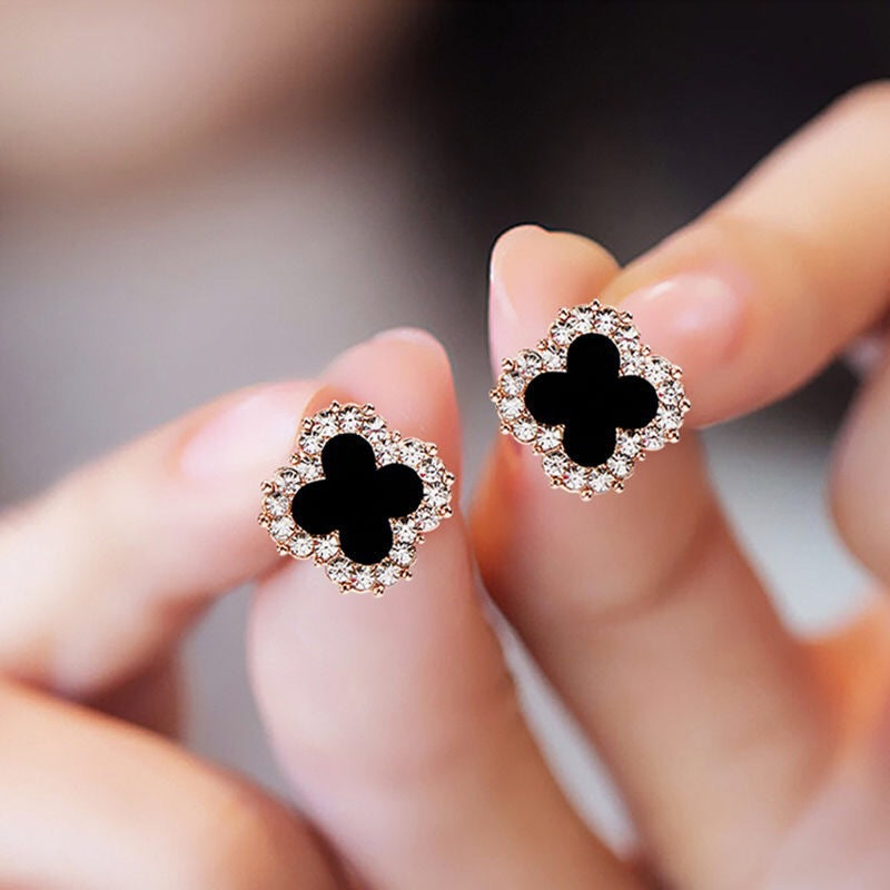 Four Leaf Clover Rhinestone Earrings