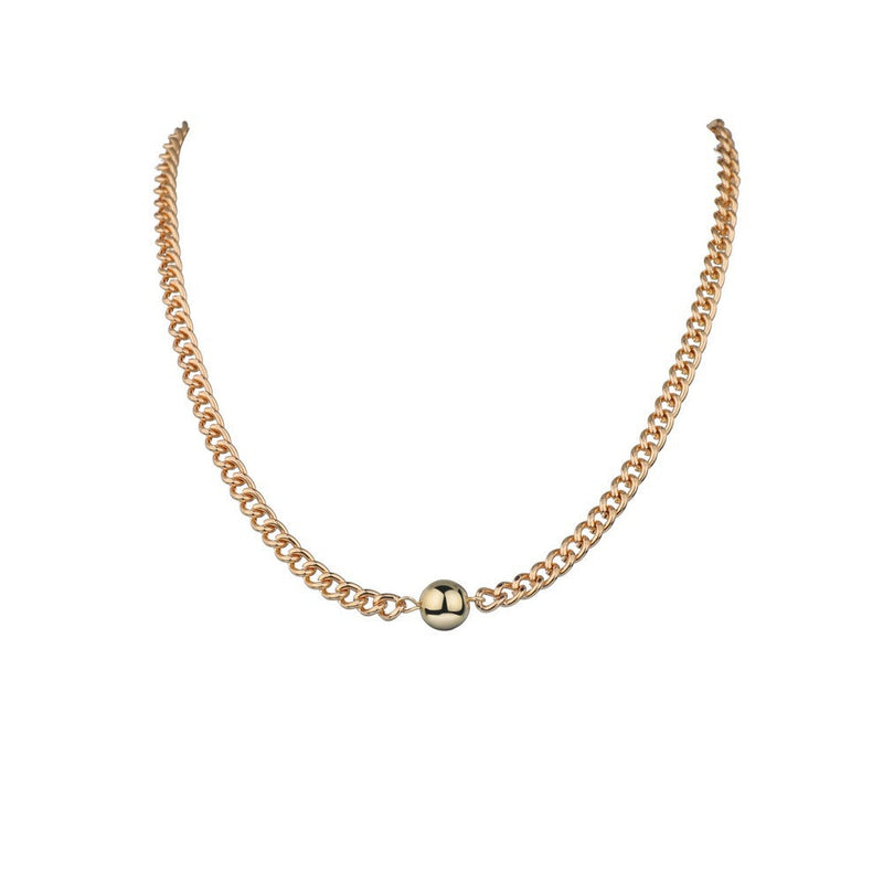 Cuban Link Chain Necklace with Pearl Charm