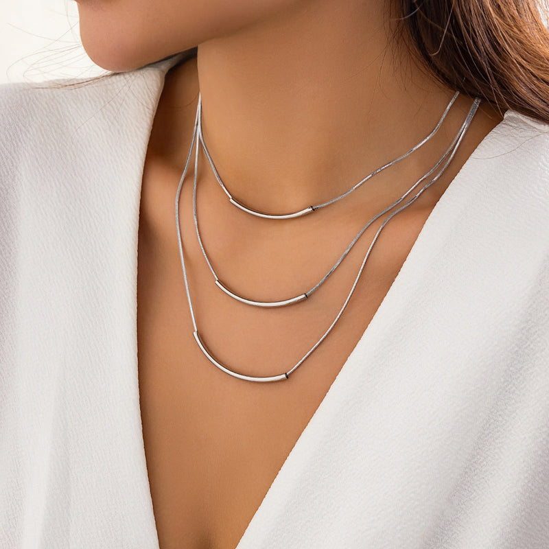 Layered Choker Necklaces Handmade Coin Tube Star Pendant Multilayer Necklaces