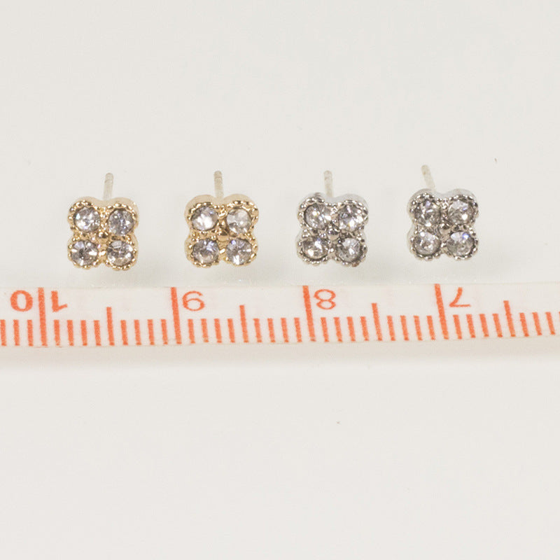 Four Clover Rhinestone Stud Earrings