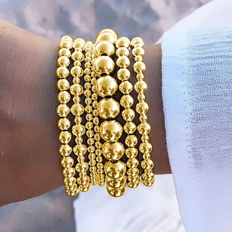 Metallic round beads layer bracelet