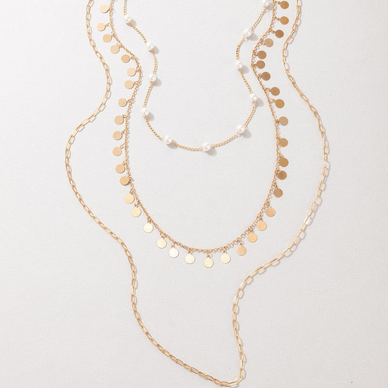 Multi Round Small Disc Charm Necklace