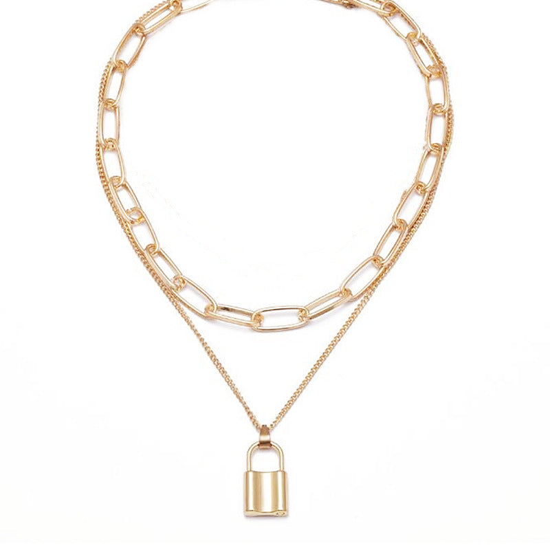 Heart Choker Lock Pendant Necklace