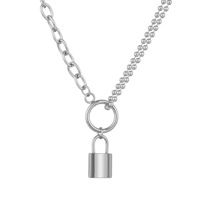 Punk Chain Lock Pendant Necklace
