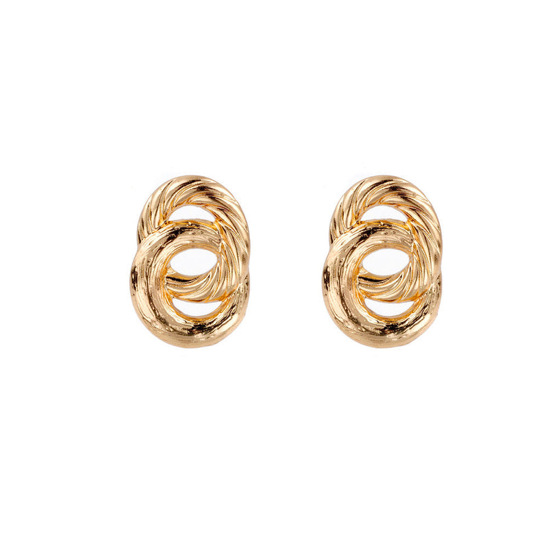 Double Twisted Circle Women Big Stud Earring