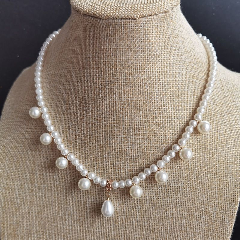 Elegant Round Pearl Drop Pendant Necklace