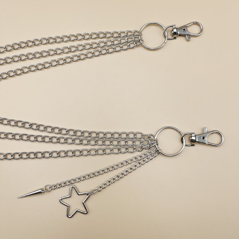 Hollowed Out Five-pointed Star Metal Waist Chain