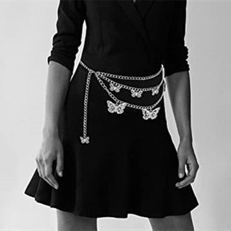 Hollow Butterfly Butterfly Belt Body Chain Shiny Waist Chain
