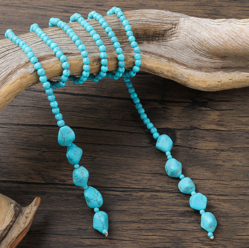 Blue Teardrop Turquoise Beaded Necklace