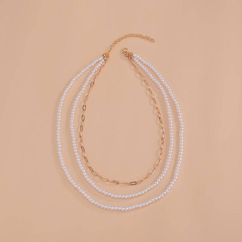 New Pearl Necklace Round Multi Layer White Chain