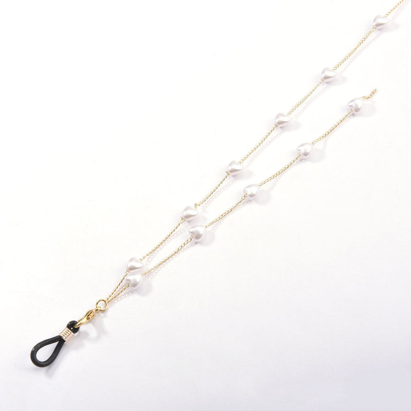 Heart Pearl Color Clip Bead Metal Glasses Chain