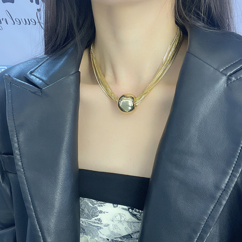 Exaggerated Metal Large Round Ball Beads Choker Necklace