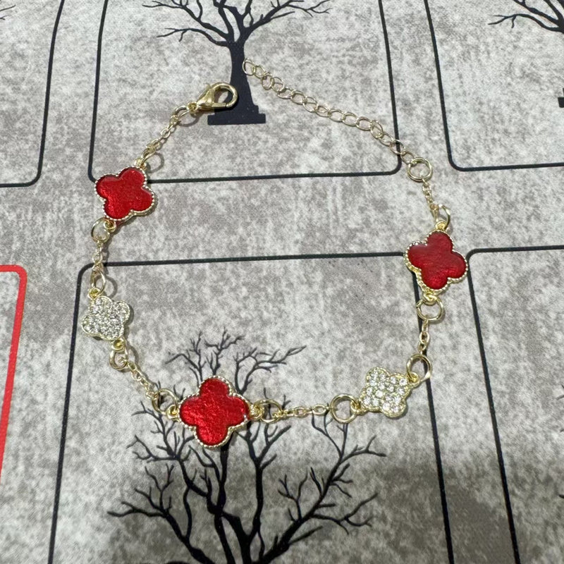 Pink Four-leaf Clover Bracelet