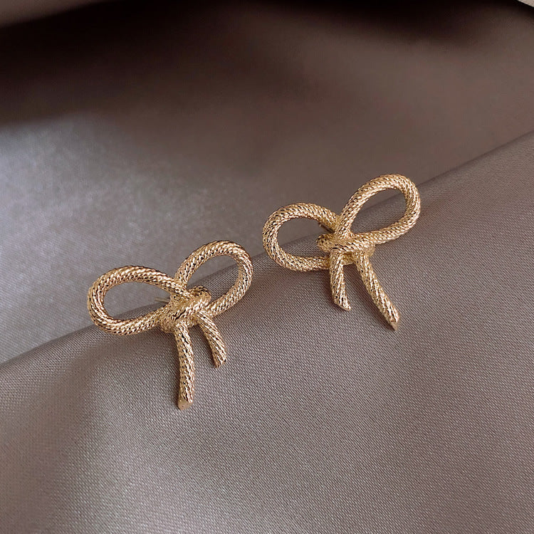 Rope Knot Knotted Ribbon Bow Earrings