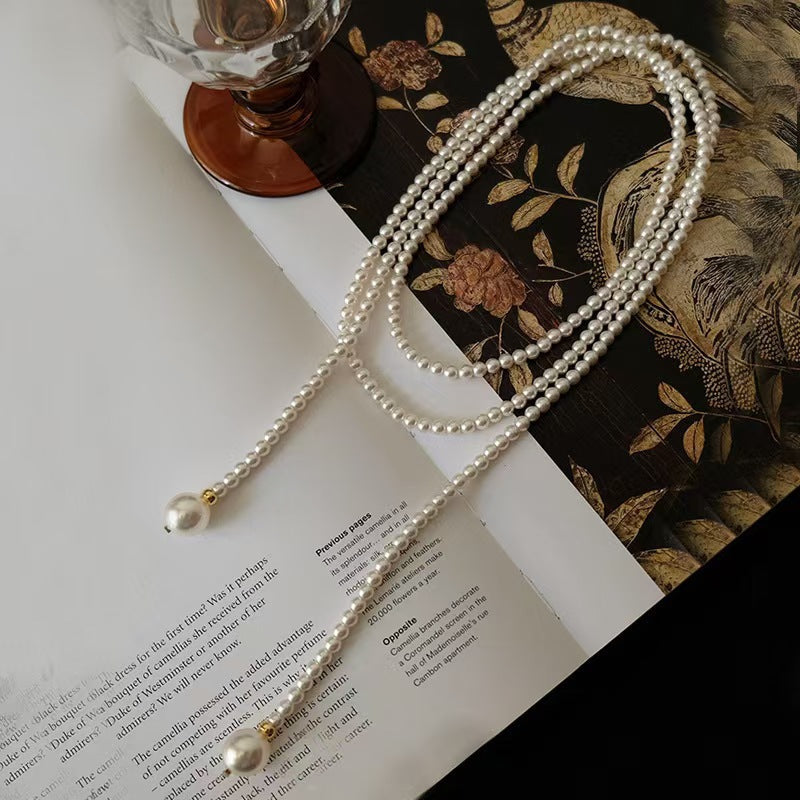 Long Tassel Pearl Chain Imitation Choker Necklace