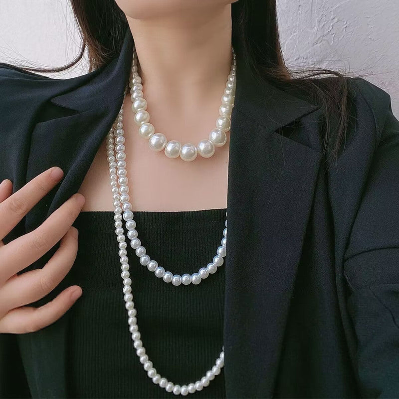 Multi Layer Long Necklace Wedding Beautiful Pearl Necklace