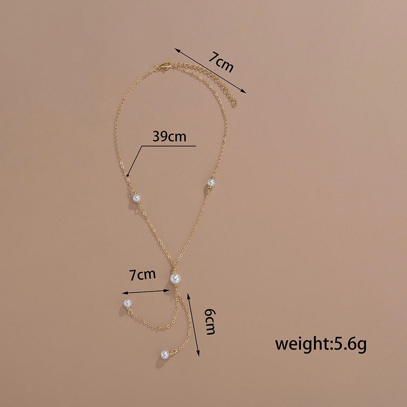 Bohemian White Imitation Pearl Tassel Necklace