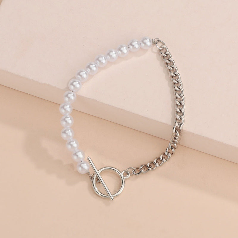 Cuban Chain Imitation Pearl Bracelet