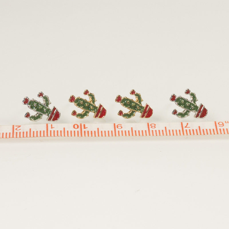 Enamel cactus Stud Earring