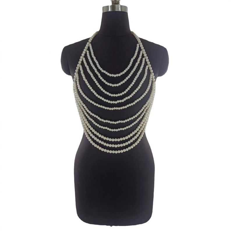 Multi-tassel Pearl Chest Body Chain Sexy Bikinis Waist Chain