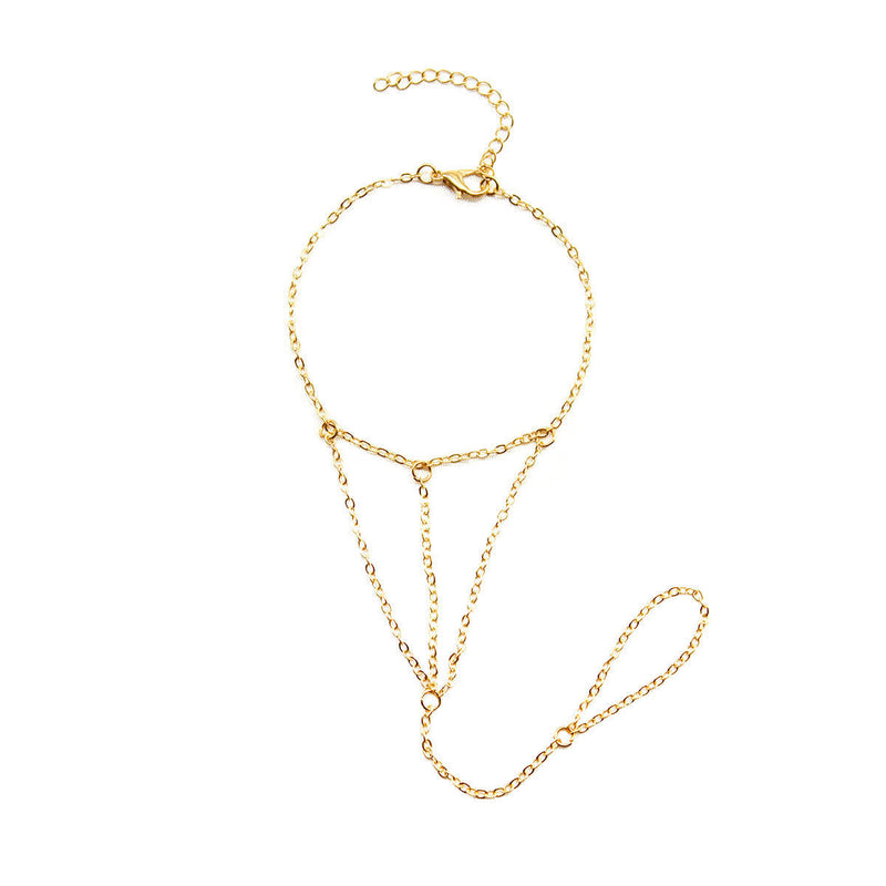 Punk Finger Ring Chain Bracelet