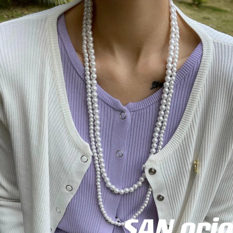 Multilayer Strand Simulated Faux Pearl Necklace