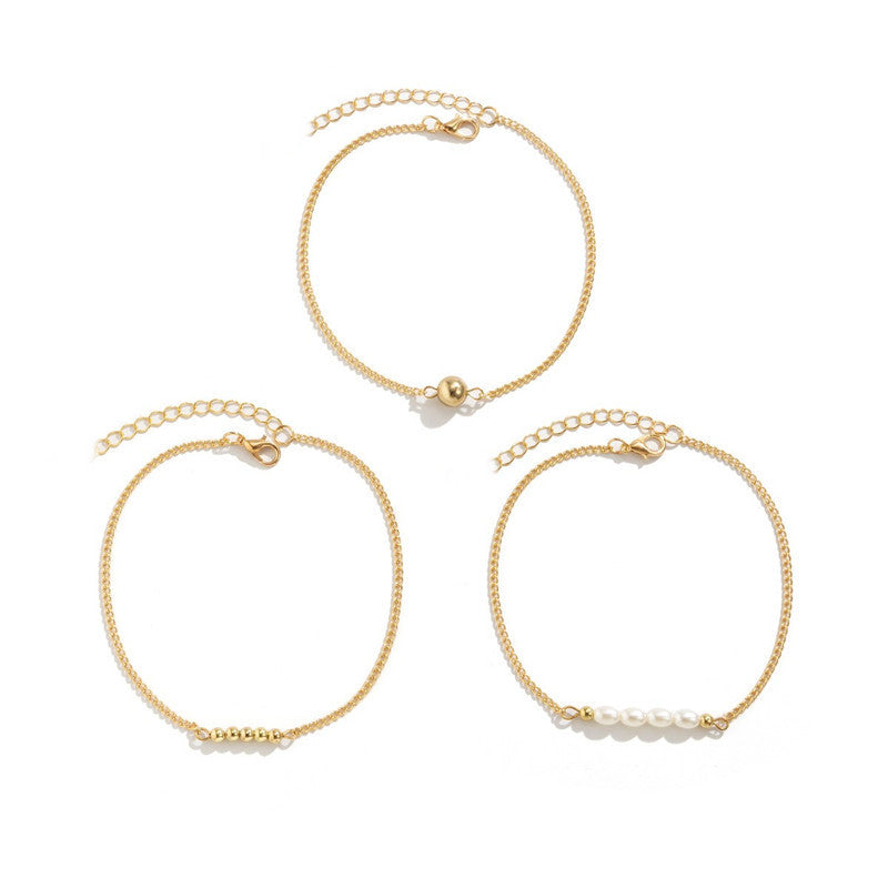 Layered Pearl Bead Anklets Jewelry