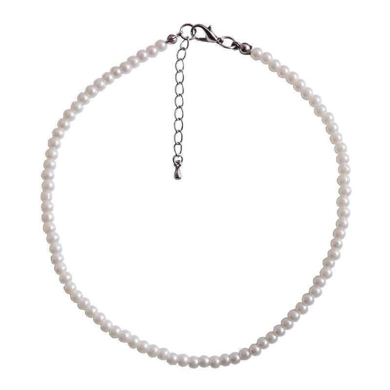 White Pearl Necklace Round Beads Imitation Pearls Choker