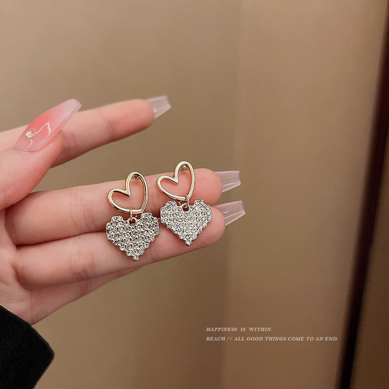 Rhinestone Love Charm Earrings