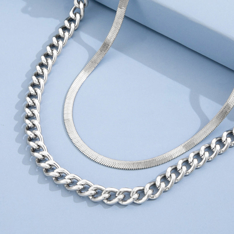 Snake Bone Layer Chain Necklace Women