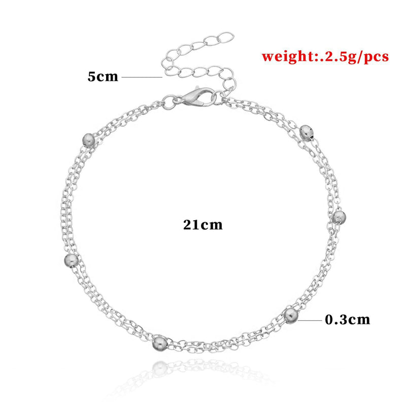 Bead Double Layered Anklets Jewelry