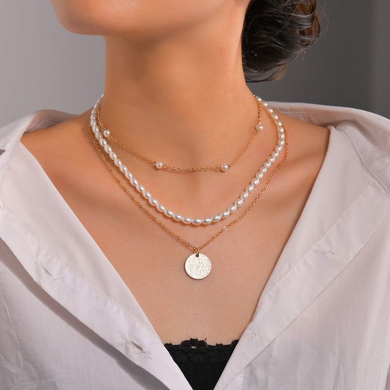 Multi-layer Layered Pearl Necklace Women Pendant