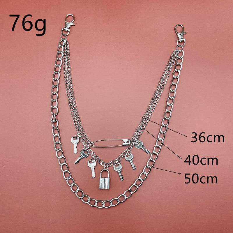Vintage Metal Key Pendant Multi-layer Waist Chain