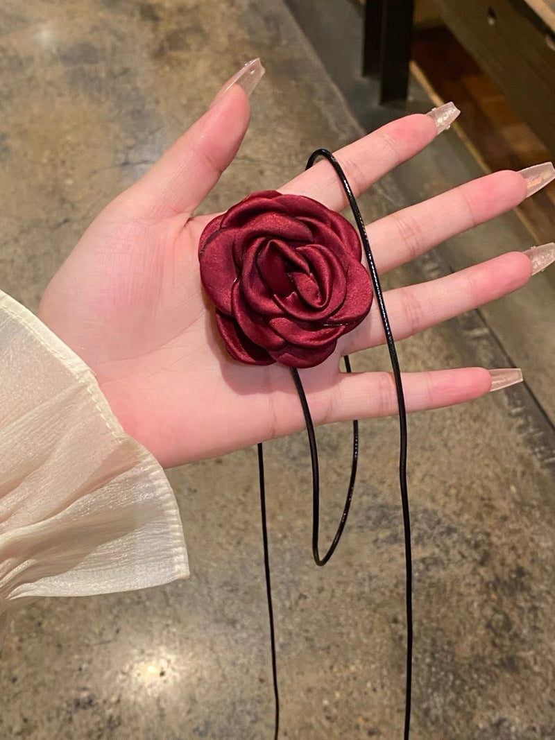 Creative Handmade Rose Flower Necklaces Long Wax Rope
