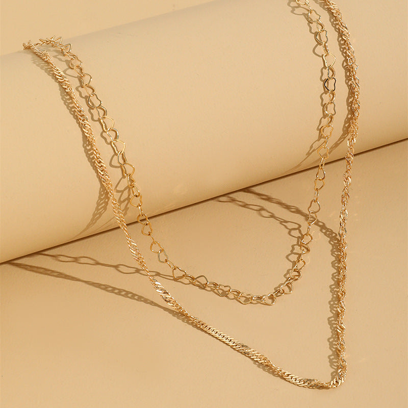 ChunkyTwist Chain Heart Layers Chain Necklaces