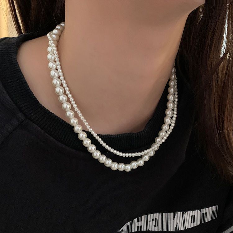 Faux Pearl Strand Layered Choker Bridal Necklace Wedding Jewelry