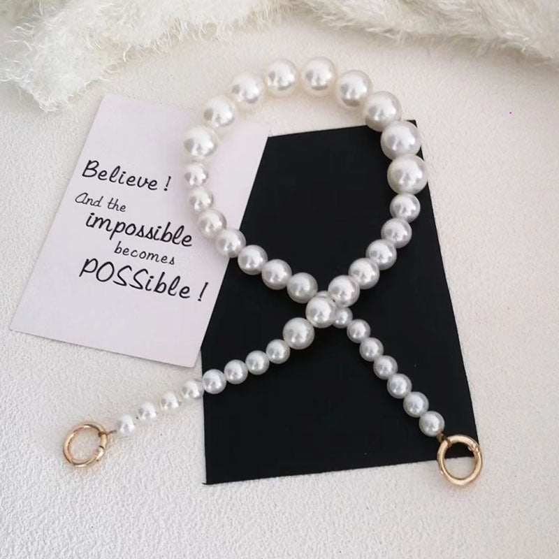 Large Pearl Beaded Chain Shoulder Strap Bag Cute Accessories
