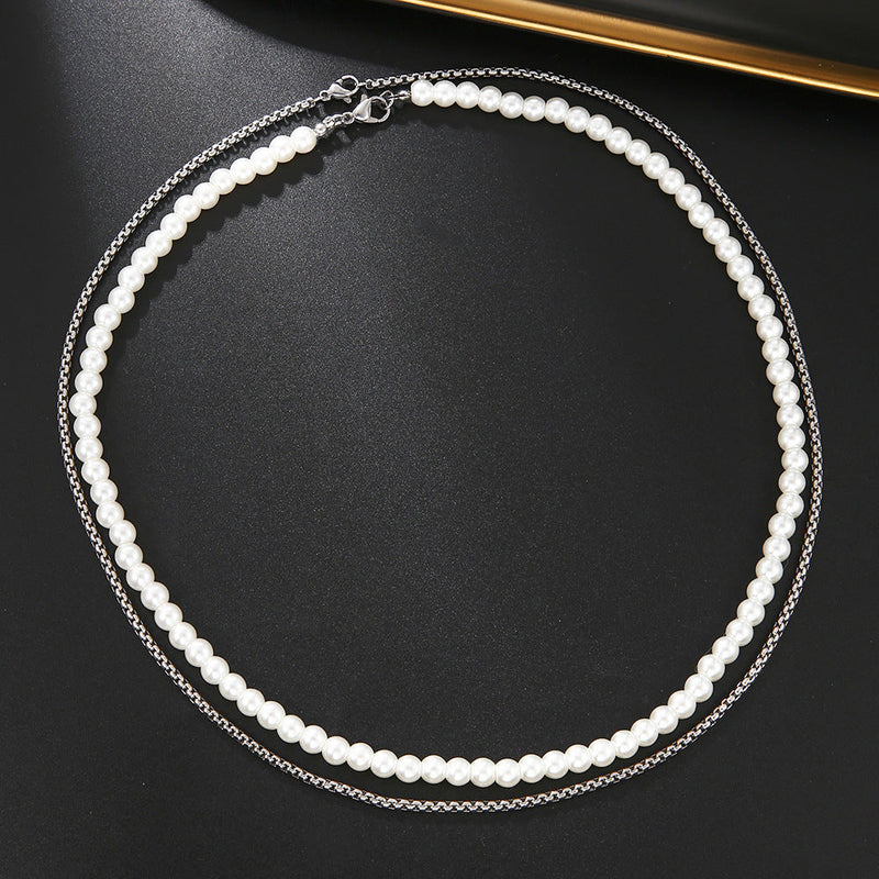 Pearl Stainless Steel Chain Necklace