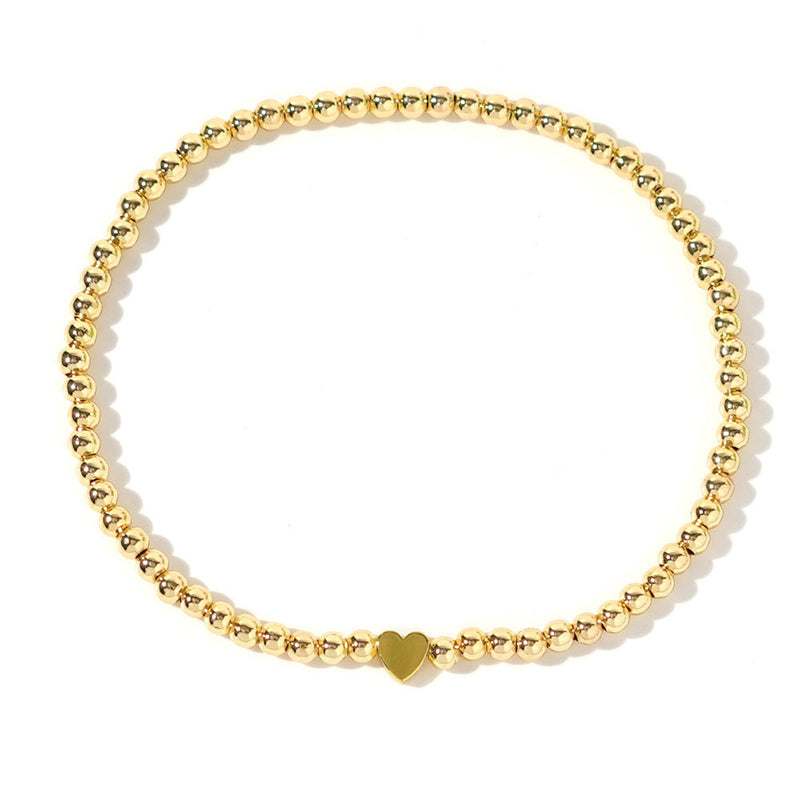 Metallic Beads Love Heart Anklets Jewelry