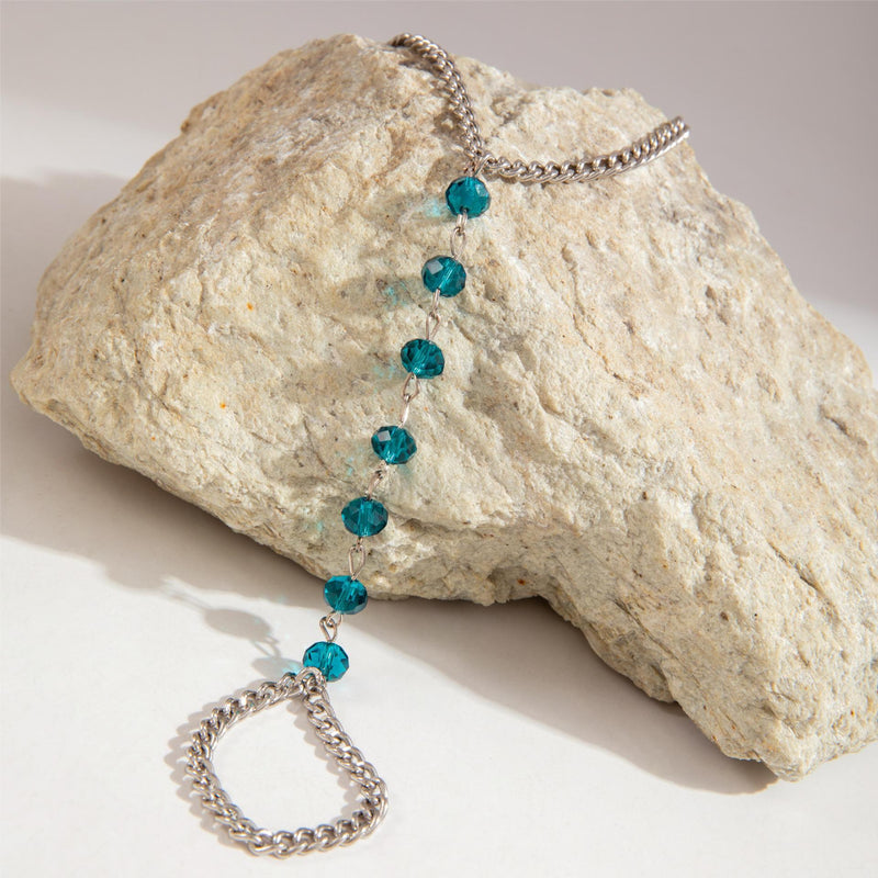 Shiny Crystal Bead Toe Ring Bracelet Anklet Jewelry